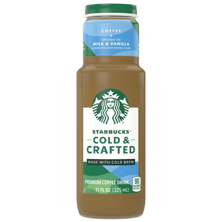 (12 Pack) Starbucks Cold & Crafted Coffee + Splash of Milk & Vanilla Cold Brew Crafted Coffee  11 Oz Bottle