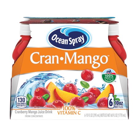 (4 Pack) Ocean Spray Juice, Cran-Mango, 10 Fl Oz, 6 Count