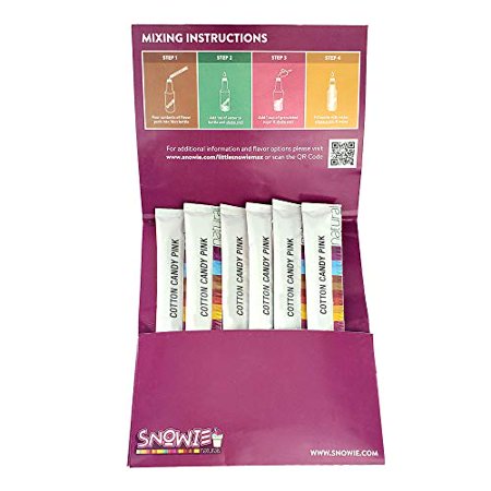 Snowie - Natural Flavor Powders , Just Add Water & Sugar Shaved Ice Flavor Syrup (Cotton Candy Pink, 6 (1pt) Sticks)
