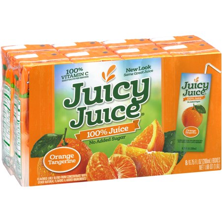 (4 Pack) Juicy Juice 100% Juice, Orange Tangerine, 6.75 Fl Oz, 8 Count