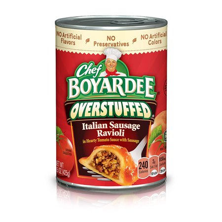 Chef Boyardee Overstuffed Italian Sausage Ravioli, 15 Oz, 12 Pack