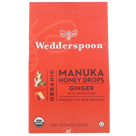 (2 Pack) WEDDERSPOON Organic Manuka Honey Drops - Ginger 4 OUNCE