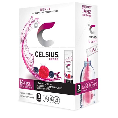 Berry on-the-GO Powder Stick Packs  ZERO Sugar (14 Sticks per Pack)  Proven to Accelerate Metabolism & Burn Fat by CELSIUS