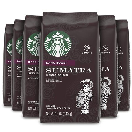 Starbucks Dark Roast Ground Coffee ? Sumatra ? 100% Arabica ? 6 Bags (12 Oz. Each)