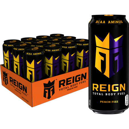 (12 Cans) Reign Total Body Fuel Energy Drink, Peach Fizz, 16 Fl Oz