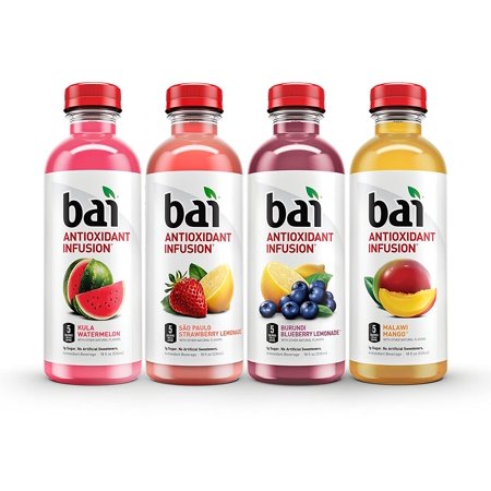 Bai Flavored Water  Oasis Variety Pack  Antioxidant Infused  18 Fluid Ounce Bottles  12 Count  3 Each of Burundi Blueberry Lemonade  Sao Paulo Strawbe