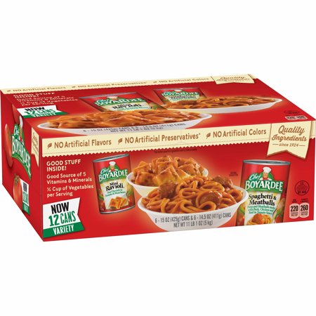 Chef Boyardee Mini Ravioli and Spaghetti & Meatballs 12 6-15 Oz. Variety 12 Pack