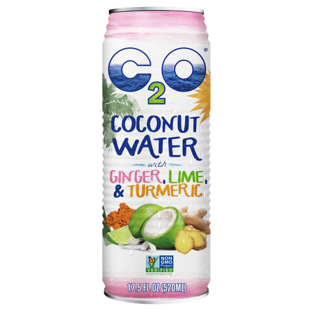 C2O Pure Coconut Water with Ginger  Lime and Turmeric  17.5 Fl Oz  12 Ct