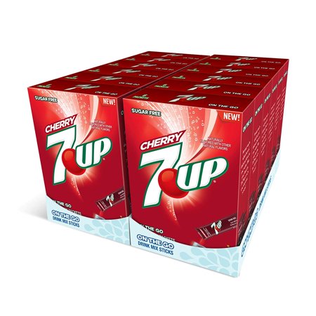 7-up, Cherry â€“ Powder Drink Mix - (12 Boxes, 72 Sticks) â€“ Sugar Free & Delicious, Makes 72 Flavored Water Beverages