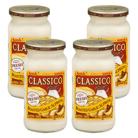 (4 Pack) Classico Roasted Garlic Alfredo Pasta Sauce, 15 Oz Jar