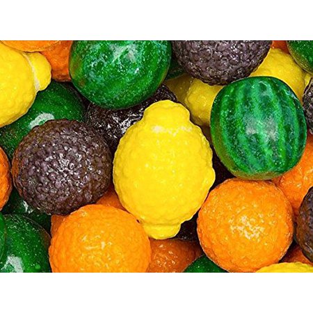 Fancy Fruit Shape Dubble Bubble Gum Balls 2 Pounds Bulk-with Mystery Stickers & Mystery Bouncy Ball 27mm