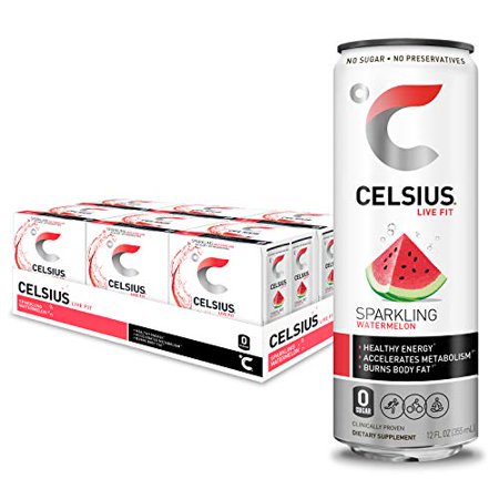 CELSIUS Sparkling Watermelon Fitness Drink, Zero Sugar, 12 Fl Oz (Pack of 24) Slim Can