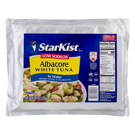 StarKist Low Sodium Chunk White Albacore Tuna in Water - 43 Oz Pouch (Pack of 6)