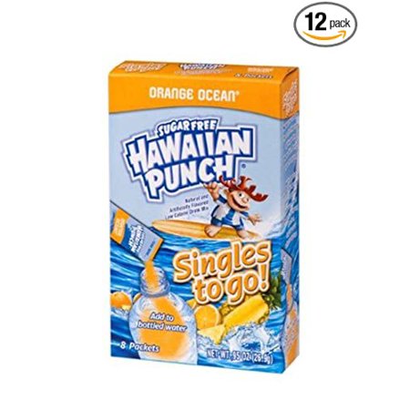 Hawaiian Punch Singles to Go Powder Sticks, Water Drink Mix, Orange Ocean, 96 Single Servings (Pack of 12) - ORIGINAL FLAVOR