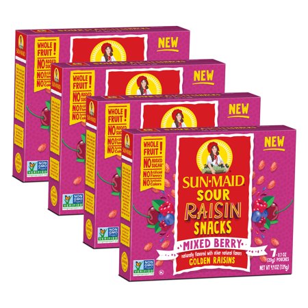 Sun-Maid Mixed Berry Sour Raisin Snacks,Â  0.7 Oz, 7 CT (4-Pack)