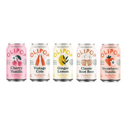 Olipop Sparkling Tonic Drink with Prebiotics and Digestive Health Benefits, 5 Flavor Variety, 12 Fl Oz (Pack of 10)