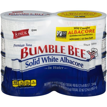 (16 Cans) Bumble Bee Solid White Albacore Tuna in Water, 5oz, High Protein Food and Snacks