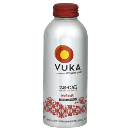 Vuka Workout Berry Lemonade Zero Calorie Sparkling Energy Drink, 16 Fo (Pack of 12)