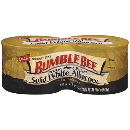 BUMBLE BEE Prime Fillet Solid White Albacore Tuna Fish in Water, 5 Ounce Can (Pack of 4), Wild Caught Tuna, Canned Tuna, High Protein, Keto Food, Keto