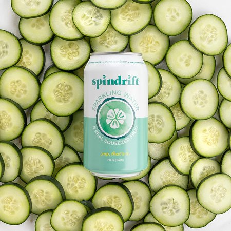 Spindrift Sparkling Water, Cucumber Flavored, Made with Real Squeezed Fruit, 12 Fl Oz Cans, Pack of 24 (Only 2 Calories per Seltzer Water Can)