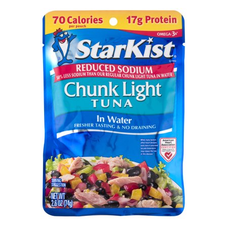 StarKist Reduced Sodium Chunk Light Tuna in Water, 2.6 Oz Pouch