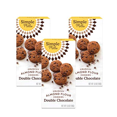 Simple Mills Almond Flour Crunchy Cookies  Double Chocolate Chip - Gluten Free  Vegan  Healthy Snacks  Made with Organic Coconut Oil  5.5 Ounce (Pack 