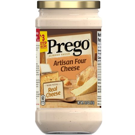 Prego Pasta Sauce, Four Cheese Alfredo Sauce, 14.5 Ounce Jar (Pack of 6)