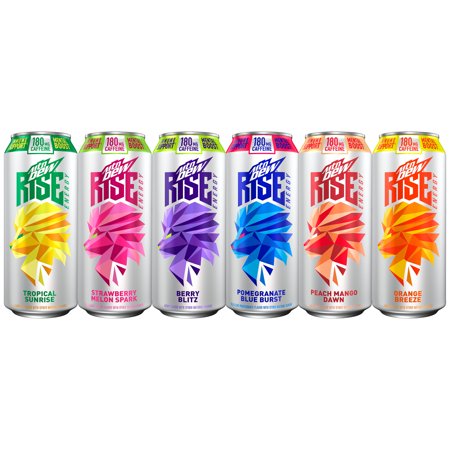 (12 Cans) MTN DEW RISE ENERGY Drink, 6 Flavor Variety Pack, 16 Fl Oz