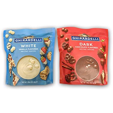 Ghirardelli Melting Wafers Variety Pack with Ghirardelli White Chocolate Melting Wafers and Ghirardelli Dark Chocolate Melting Wafers. One Stop Shoppi