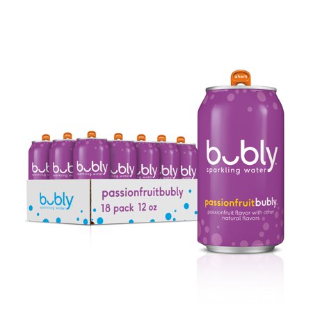 Bubly Passion Fruit Flavored Sparkling Water  12 Oz  18 Pack Cans