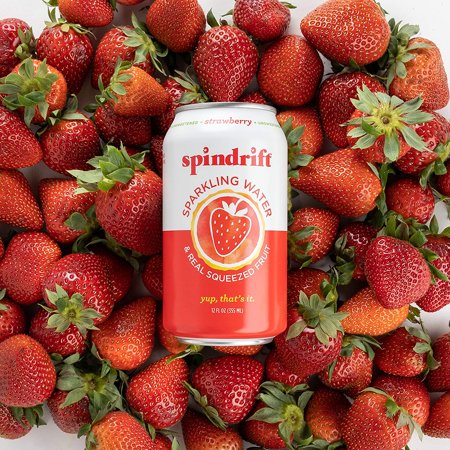 Spindrift Sparkling Water, Strawberry Flavored, Made with Real Squeezed Fruit, 12 Fl Oz Cans, Pack of 24 (Only 9 Calories per Seltzer Water Can)