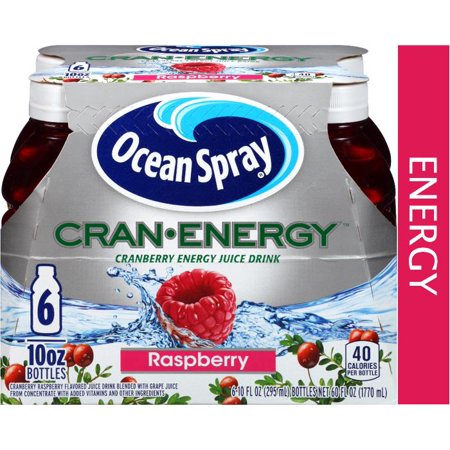 Ocean Spray Cran Energy Raspberry Juice Drink, 10 Fl. Oz., 6 Count Pack of 2