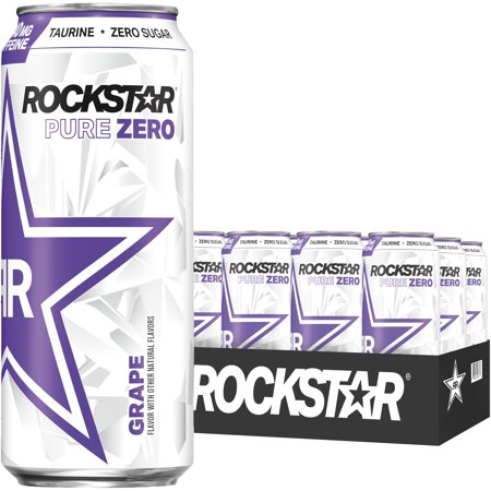 Rockstar Pure Zero Sugar Grape Energy Drink 16 Oz 12-pack Cans