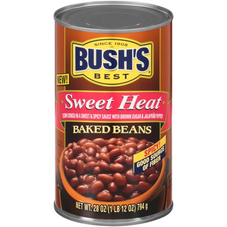 (6 Pack) Bush's Sweet Heat Canned Baked Beans Seasoned with Brown Sugar & Jalapenos, 28 Oz
