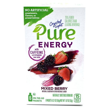 Crystal Light Pure Energy Mixed Berry on the Go Drink Mix  6-Packet Box (4 Box Pack)