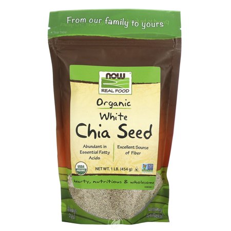(3 Pack) Now Real Foods White Chia Seeds Organic 1 Lb