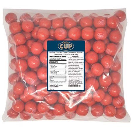 Hot Chew Cinnamon Bubble Gum Balls, 3 Pound Bulk Bag