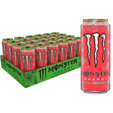 (24 Cans) Monster Ultra Watermelon  Sugar Free Energy Drink  16 Fl Oz
