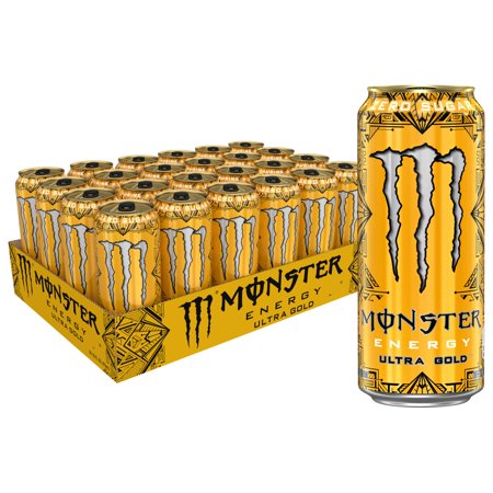 (24 Cans) Monster Ultra Gold  Sugar Free Energy Drink  16 Fl Oz
