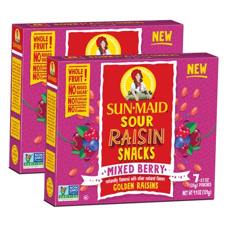 Sun-Maid Mixed Berry Sour Raisin Snacks,Â  0.7 Oz, 7 CT (2-Pack)