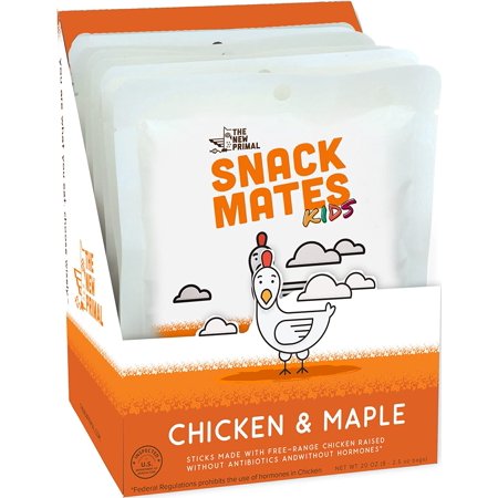 The New Primal 100% Free-Range Chicken & Maple Meat Sticks for Kids, Whole30 & Paleo Approved, Gluten, Dairy & Soy Free, 2.5 Oz (Pack of 8)