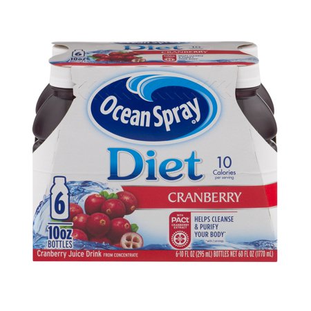 (4 Pack) Ocean Spray Diet Juice, Cranberry, 10 Fl Oz, 6 Count