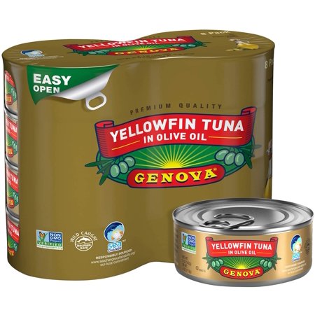 Genova Premium Yellowfin Tuna in Olive Oil, Wild Caught, Solid Light, 5 Oz. Can (Pack of 8)