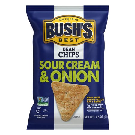 Bush's Best Sour Cream and Onion Bean Chips, Made from Quality Beans, No Artificial Flavor, 1.5 Oz (Pack-12)