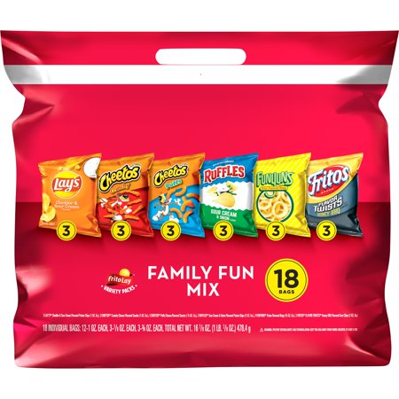 Frito Lay Family Fun Mix Snacks Variety Pack, 18 Count Pack of 2
