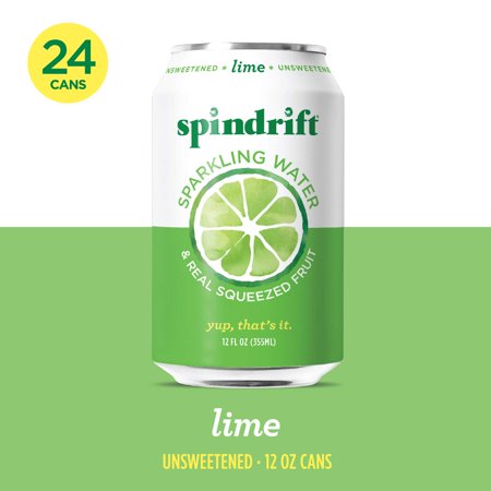 Spindrift Sparkling Water, Lime Flavored, Made with Real Squeezed Fruit, 12 Fl Oz Cans, Pack of 24 (Only 4 Calories per Seltzer Water Can)