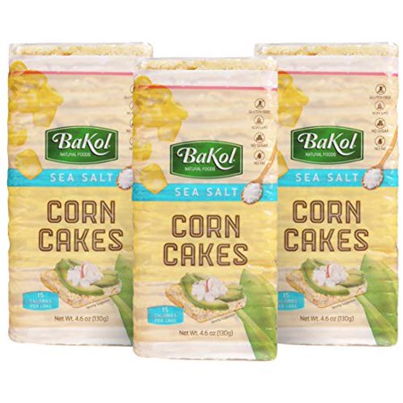 Bakol Corn Thin Cakes with Sea Salt, 3 Pack, Gluten-Free, Non-Gmo, Healthy Snacks for Adults & Kids, Kosher, Vegan, Tasty, Sugar-Free, Alternative for