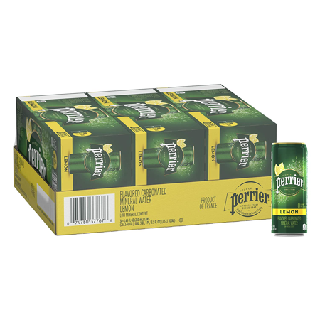 Perrier Lime Flavored Carbonated Mineral Water, 8.45 Fl Oz (30 Pack) Slim Cans