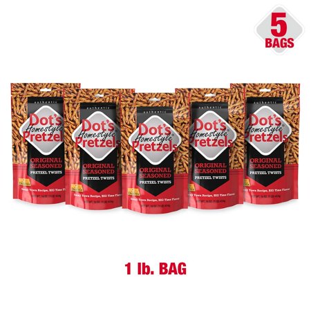Dot S Homestyle Pretzels 1 Lb. Bag (5 Bags) 16 Oz. Unique Seasoned Pretzel Snack Sticks