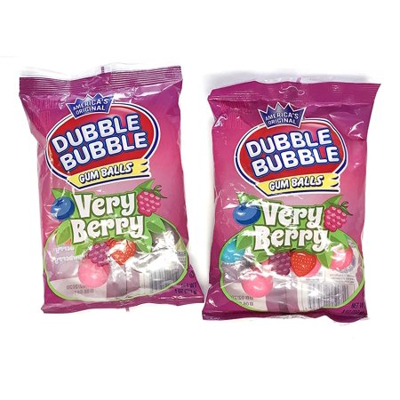 Dubble Bubble Gum Balls Very Berry Flavor - 2 Packs of 4 Oz. Each